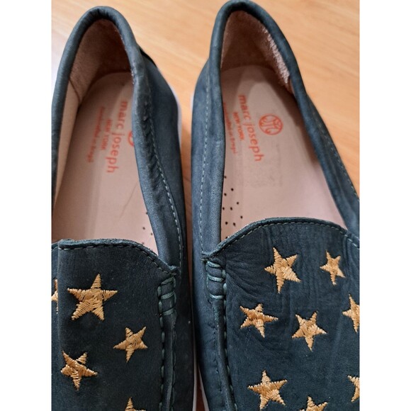 Marc Joseph Madison Leather Nubuck Loafers Big Kid Size 3.5 Green w/ Gold Stars - Picture 4 of 16